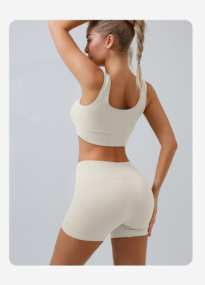 Синій літній комплект шорти топ в рубчик No Brand