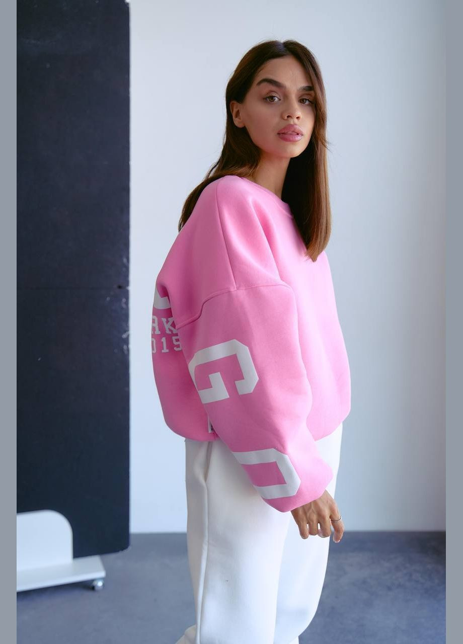 Рожевий світшот жіночий напис без декору (301925917)