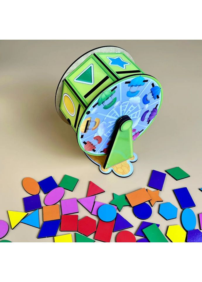 Дерев'яний сортер "Барабан" (ПСФ135) PSF135 геометричні фігури Ubumblebees (368709491)