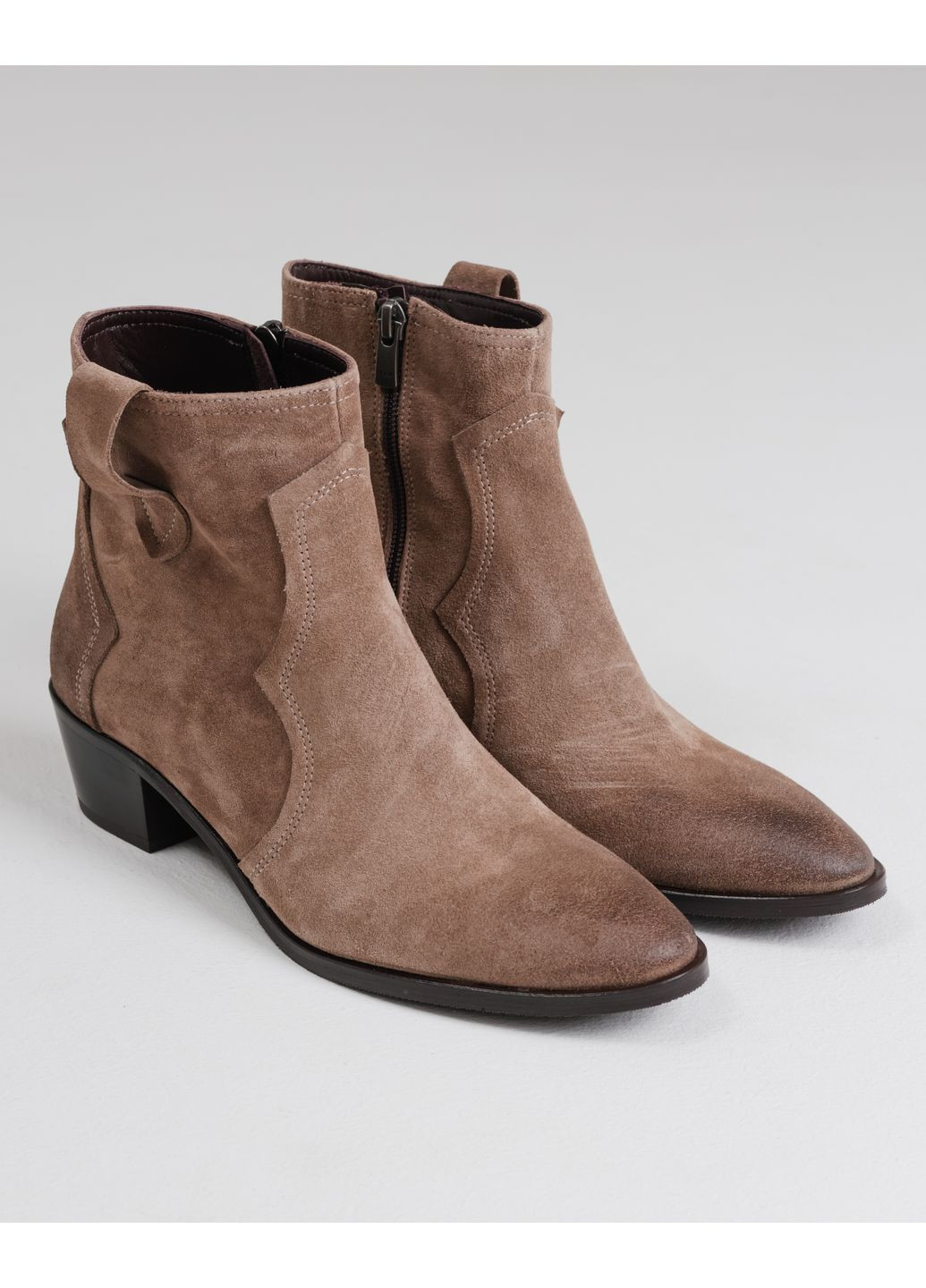 Черевики на підборах бежеві замша Krula (371133867)