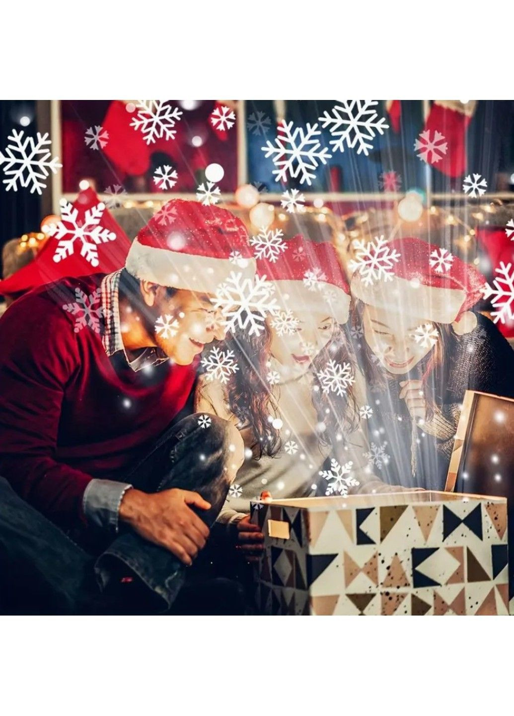 Новогодний рождественский лазерный проектор с интерактивными снежинками No Brand (368889095)