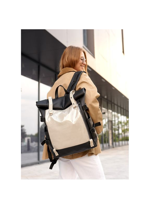 Жіночий рюкзак RollTop Hacking чорно-сірий Sambag (329692821)