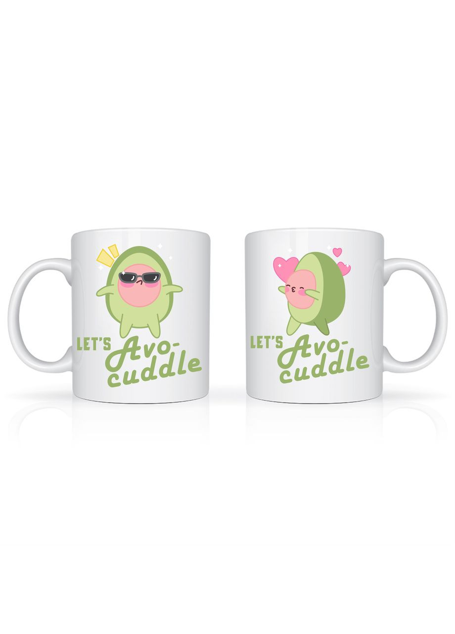 Парные белые чашки с оригинальными принтами "Love. Avocado Love. Парочка авокадо. Lets Avocuddle" Кавун Чашка (316114460)