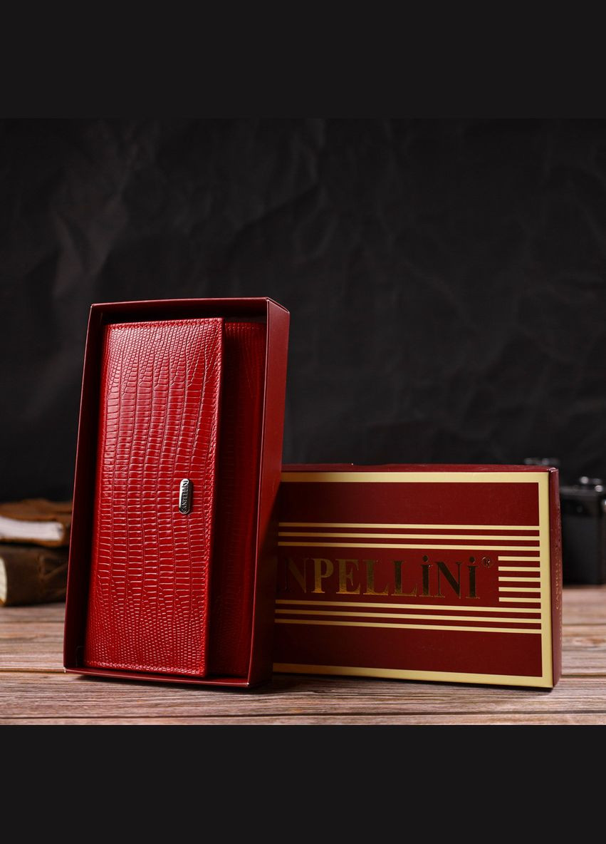 Яскравий гаманець для жінок із натуральної фактурної шкіри 21823 Червоний Canpellini (298568730)