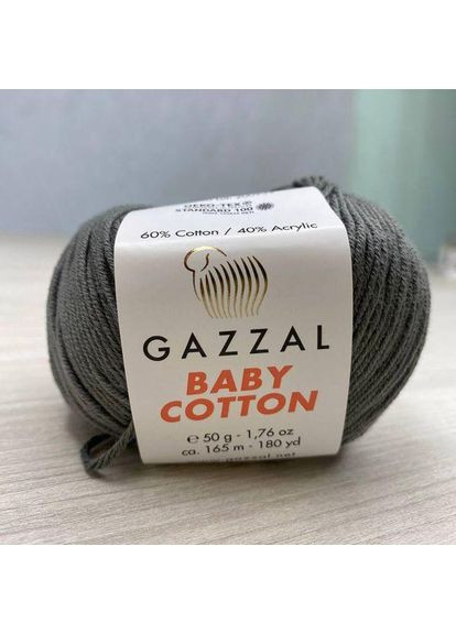 Пряжа Baby Cotton колір 3450 Темно-сірий Gazzal (352751362)