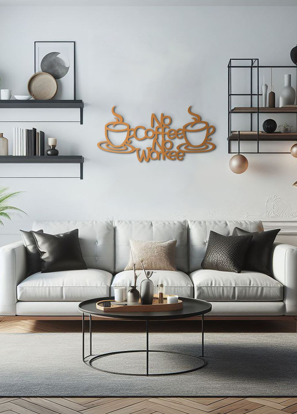 Современная картина на кухню, декоративное панно из дерева "Утренний кофе", стиль минимализм 70х35 см Woodyard (291843337)