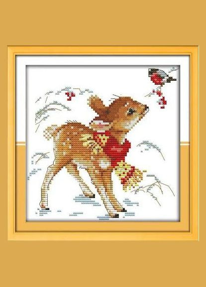 Набір для вишивання за нанесеною на канву схемою "Deerlet ". AIDA 14CT printed 19*19 см Joy Sunday (313613360)