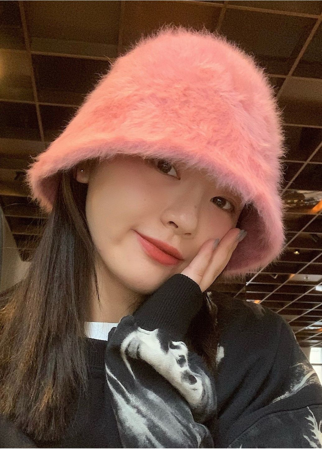 Жіноча Тепла Трендова Ангора Осіння Зимова В`язана Шапка Панама, Стильний Плюшевий Капелюх No Brand хіноча ангорова шапка панама (357225905)