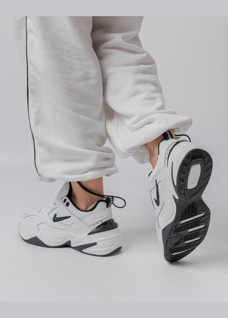 Белые демисезонные кросовки женские tekno premium white black, вьетнам Nike M2K