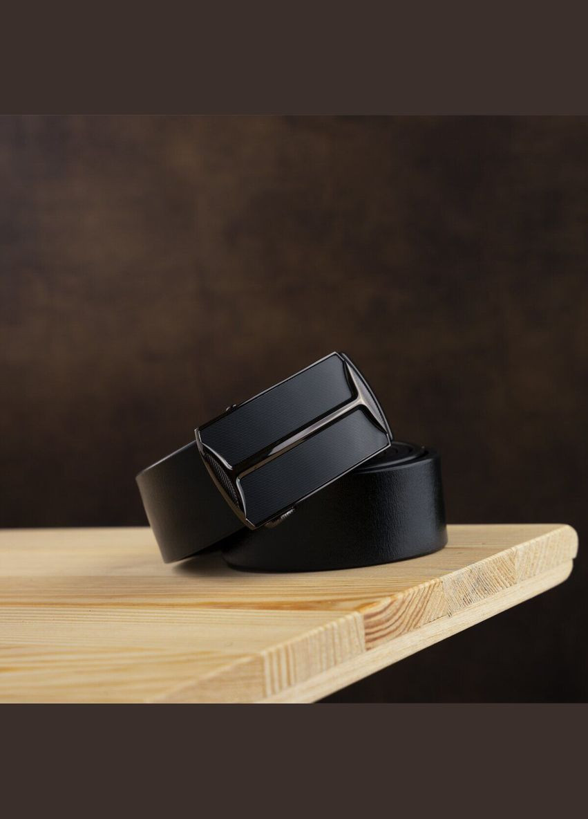 Чоловічий ремінь шкіряний із затемненим матовим металом 20267 Чорний Vintage (302972289)