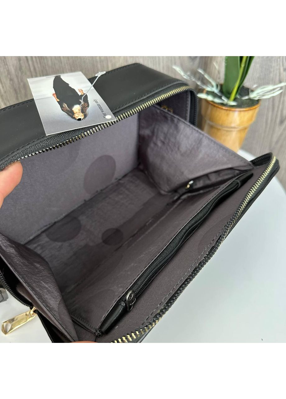 Жіноча міні сумочка клатч екокожа чорна стьобана на плече ProDobro (363222341)