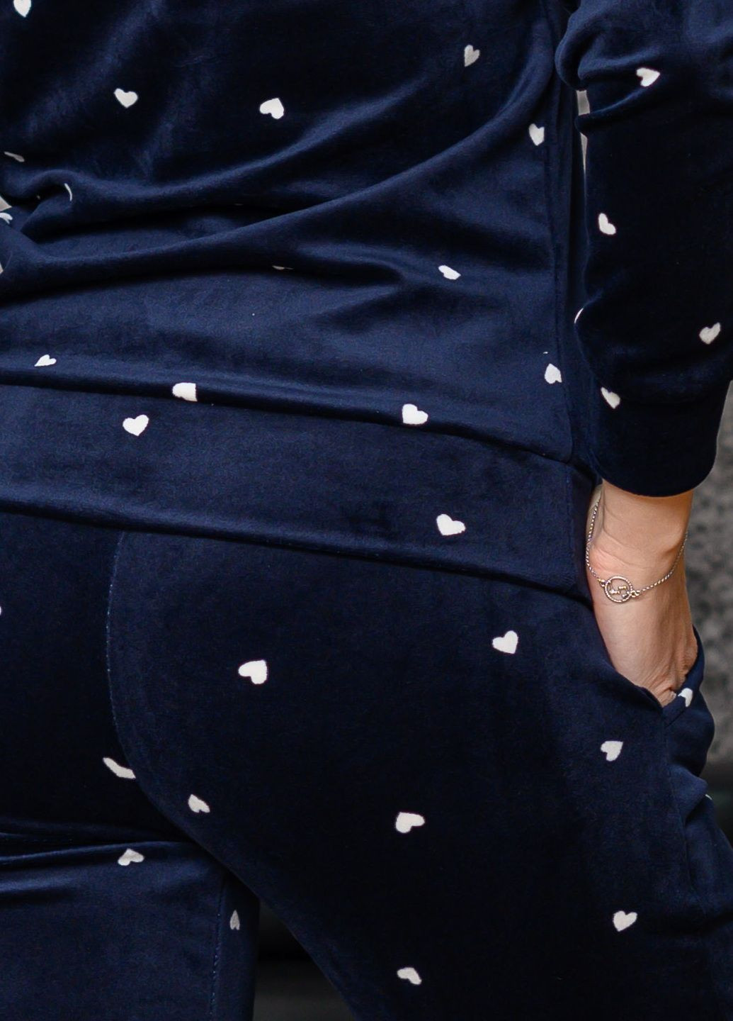 Темно-синий демисезонный комплект велюровый Bahar