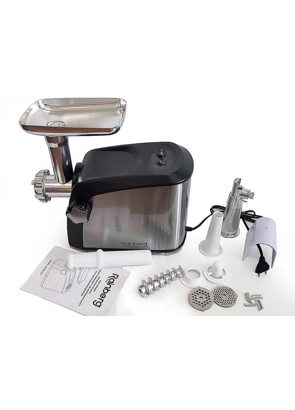 М'ясорубка Rainberg RB-673 3800W електрична з реверсом + соковитискач Maxland (363834293)
