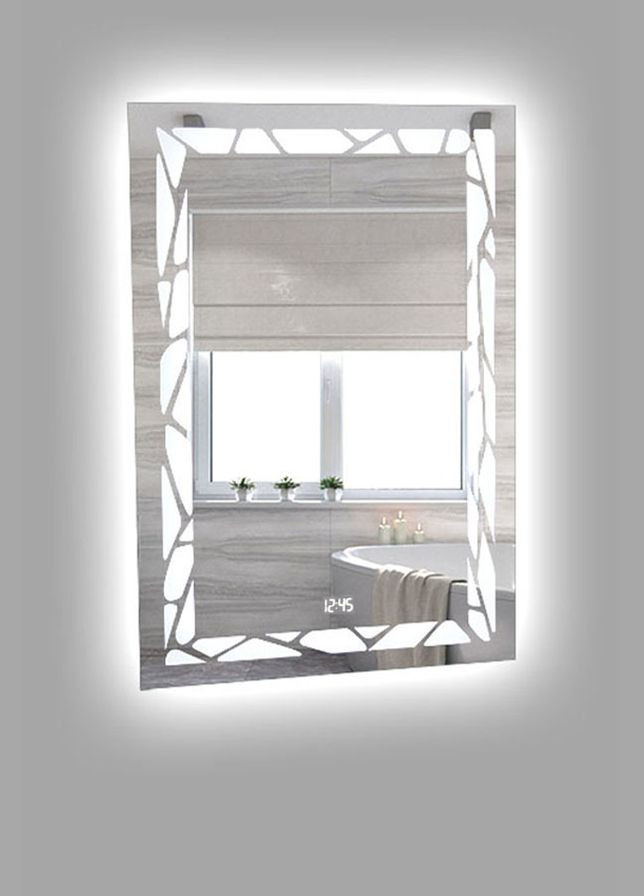 Зеркало А-0 с LED- подсветкой (100 х 70), часами и подогревом ХАСТ (302810807)