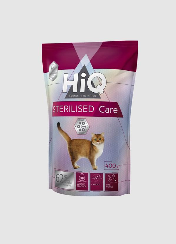 Сухий корм для дорослих стерилізованих кішок та кастрованих котів Sterilised care 400g HIQ (334179570)