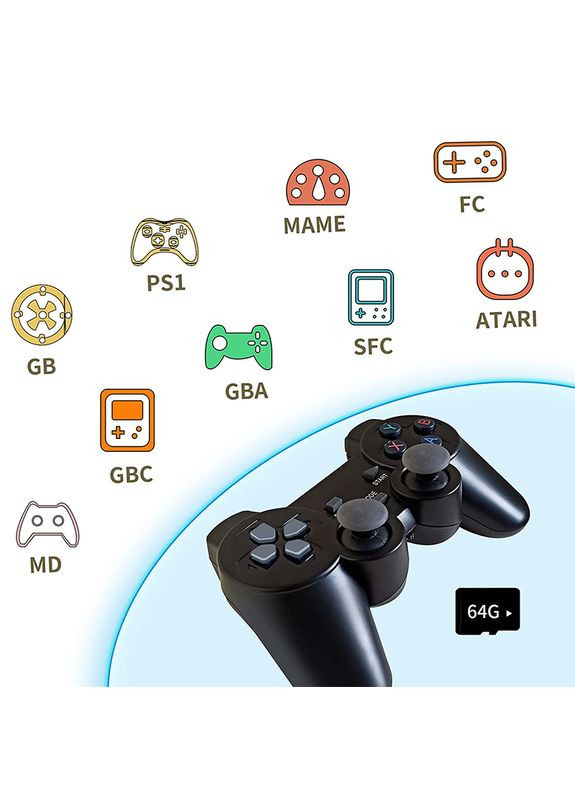 Ігрова приставка M8 64gb 4K HDMI + 2 бездротові джойстики, консоль для телевізора Чорний Data Frog (315501343)