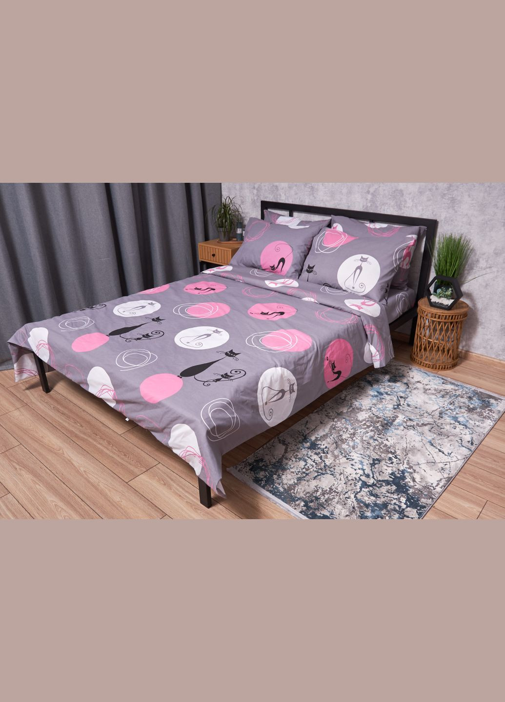 Комплект постельного белья Бязь Gold Люкс «» полуторный 143х210 наволочки 4х50х70 (MS-820002631) Moon&Star Mauve Cats (286762436)