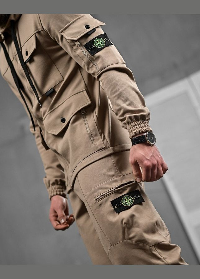 Стильный мужской спортивный костюм Stone Island бежевый Freedom (339882920)
