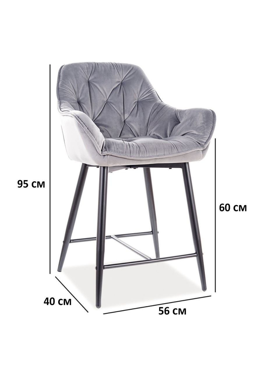 Барний стілець CHERRY H-2 VELVET чорний каркас / сірий BLUVEL 14 CHERRYH2VCSZ Signal (372178246)