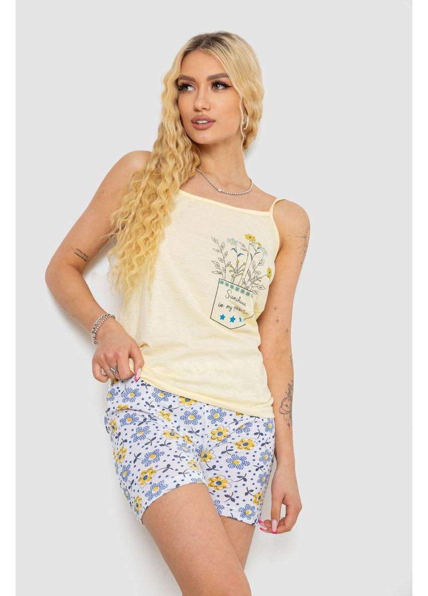 Темно-синяя женская пижама с принтом, цвет серый, 238r3052 Ager