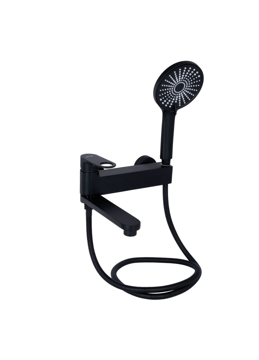 Смеситель для ванны Jay с поворотным изливом (c душевым гарнитуром) QTJAY260BLM45548 Black Matt Qtap 260 (341326496)