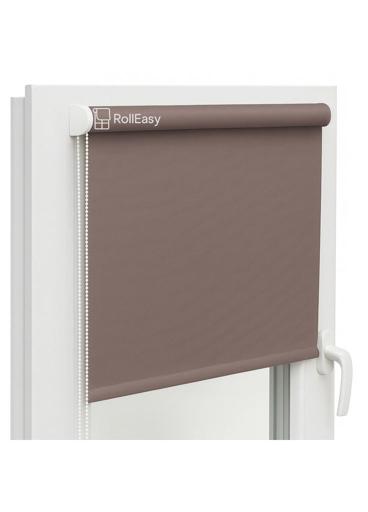 Роллеты на окна с фиксацией под наклон Рулонные шторы Ролета тканевая лен L-7439 Шоколад No Brand (365784035)
