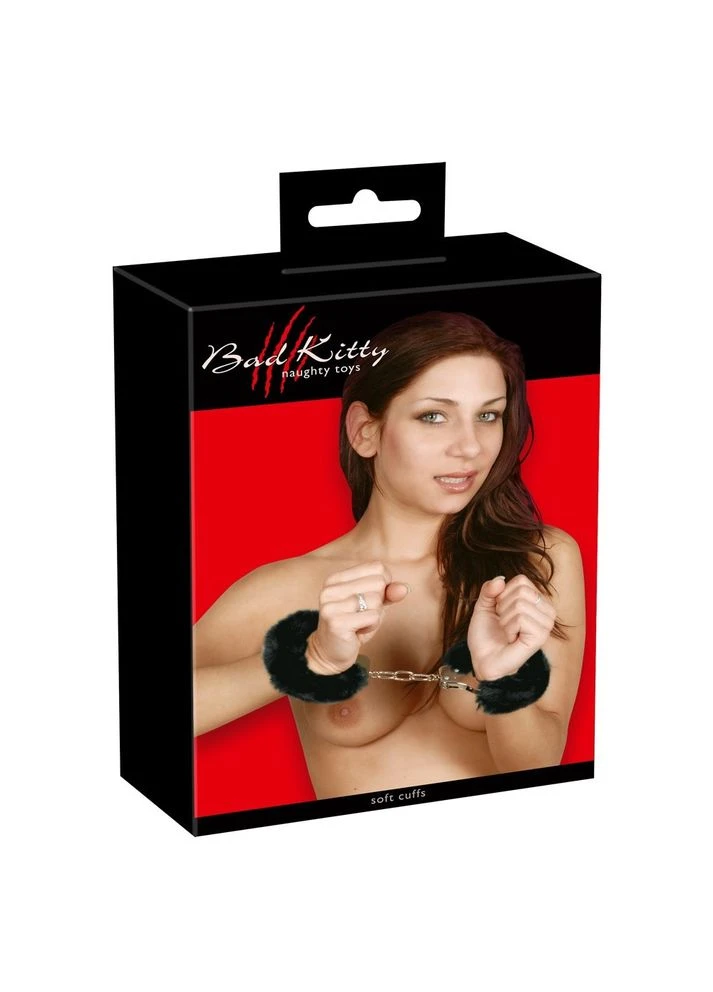 Наручники с черным мехом Handcuffs, металл Bad Kitty (383098685)