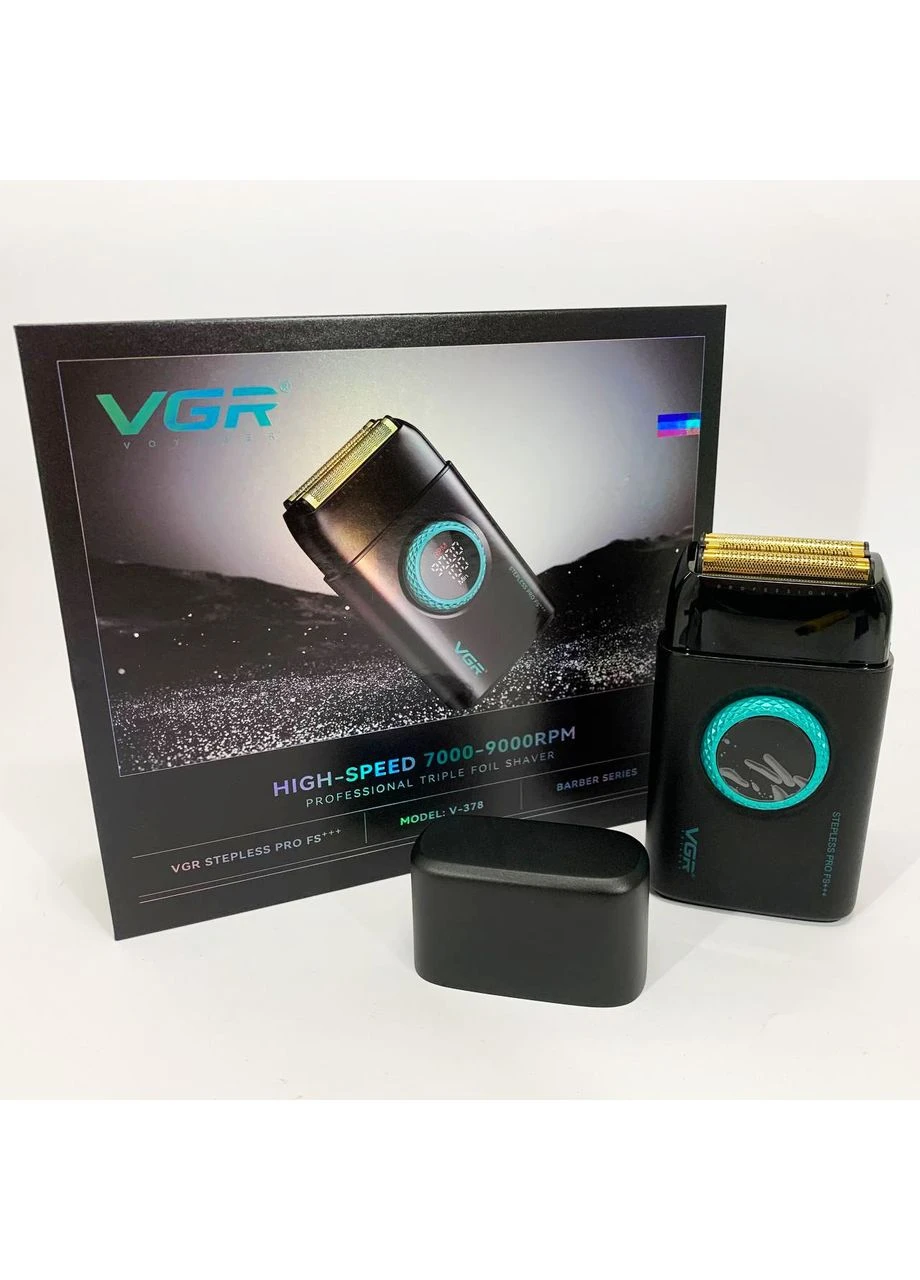 Електробритва VGR V-378 BLACK шейвер, подвійне лезо, регулювання потужності 7000-9000 RPM. Колір: чорний No Brand (385235533)