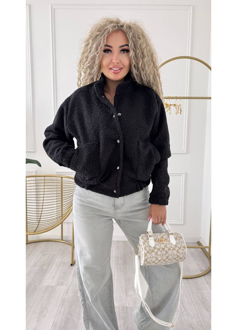 Бомбер курточка теплий кашемір букле на кнопках з кишенями Україна (366957578)