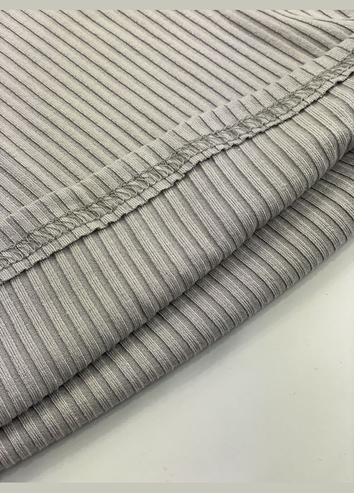 Сірий демісезонний комплект для дівчинки лонгслів та палаццо в рубчик Mevis