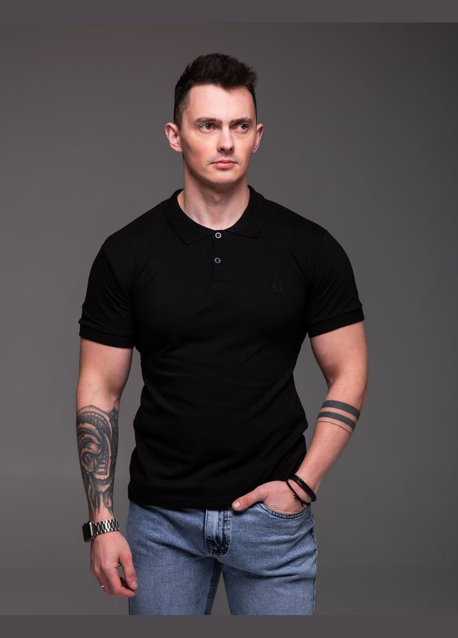 Чорна чоловіча чорна футболка поло No Brand