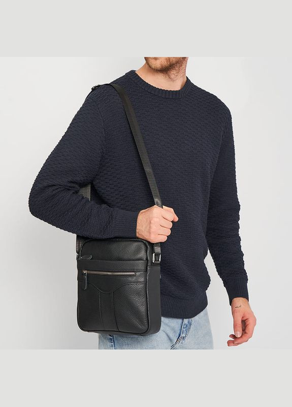 Сумка чоловіча шкіряна через плече K10187bl Чорний Keizer (302008229)