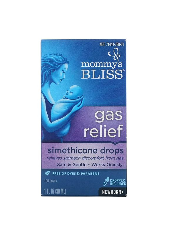 Капли симетикон для малышей с рождения Bliss Gas Relief Simethicone Drops 30 мл Mommy's Bliss (264739672)