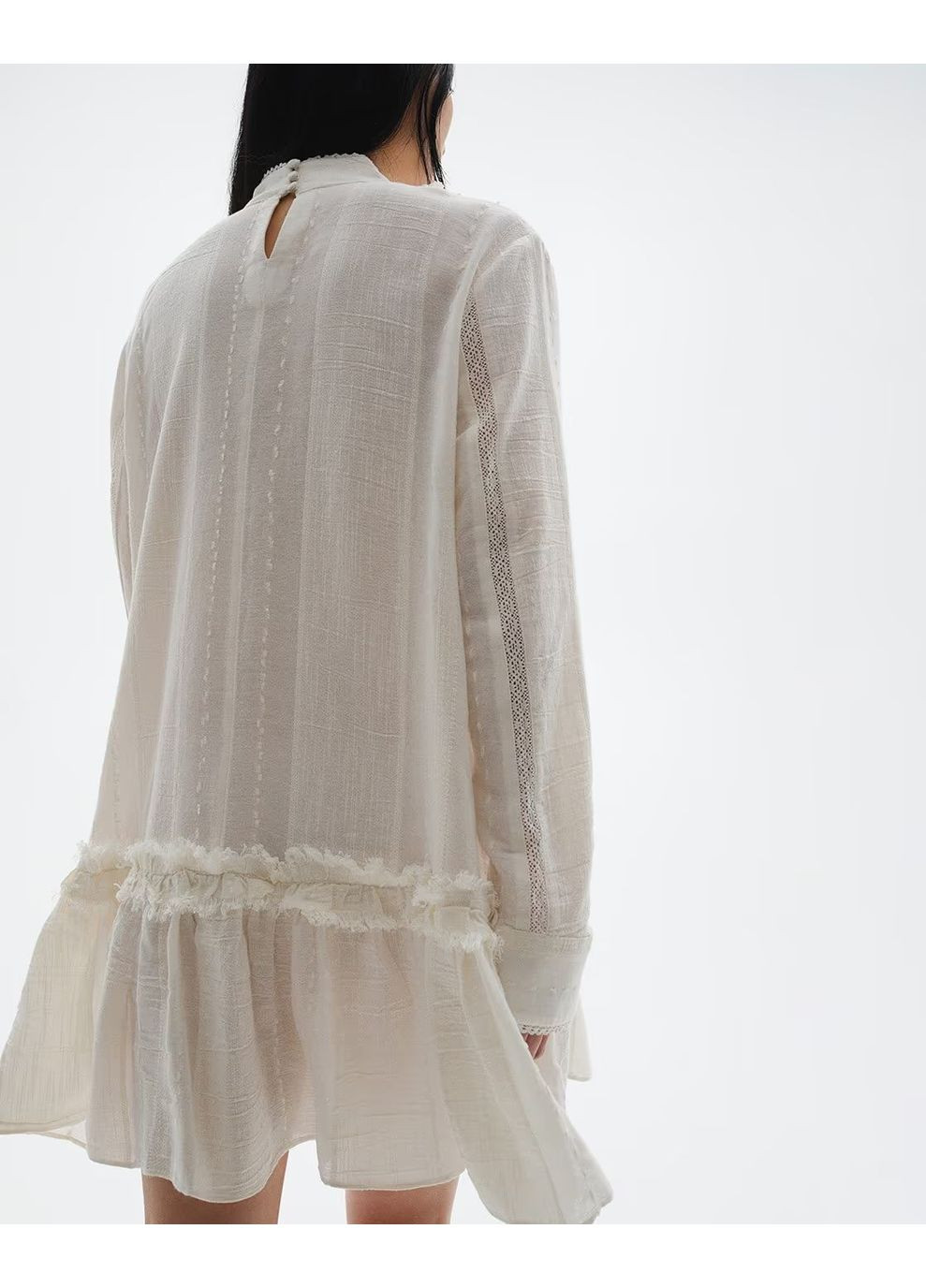 Кремовое кэжуал платье клеш, а-силуэт H&M однотонное