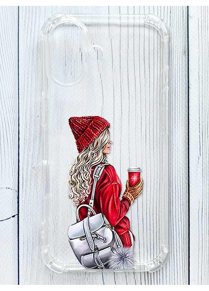 Чехол с утолщёнными углами на iPhone 16 Девушка с рюкзаком (принт 9) Creative (356125844)