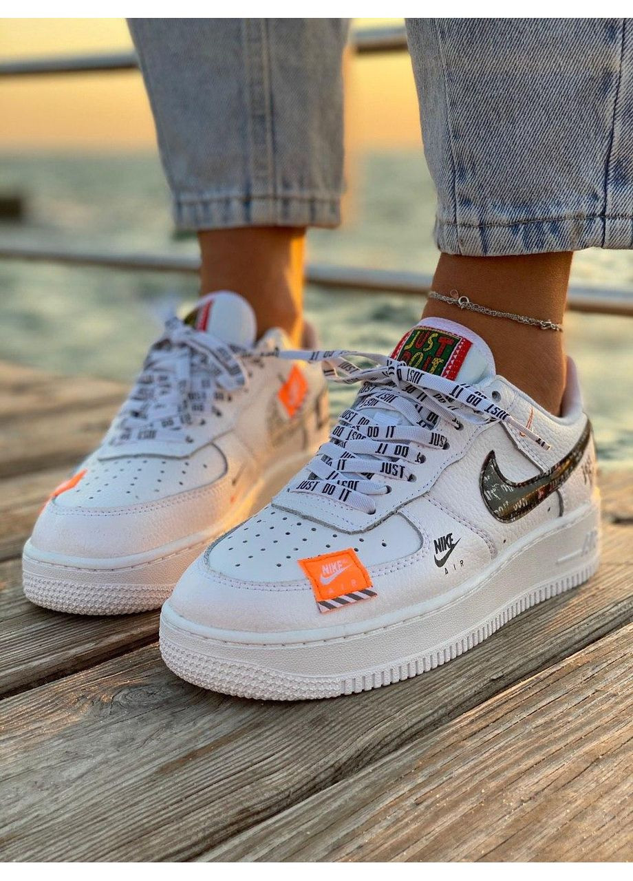 Білі Осінні кросівки чоловічі nike air force 1 low just do it white 1 найк аір форс 1 преміум No Brand