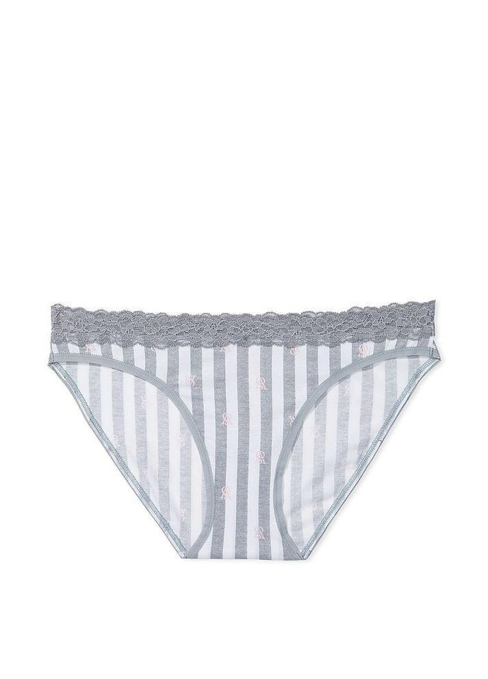 Женские трусики LaceWaist Cotton Bikini Panty XS серые Victoria's Secret (292513641)