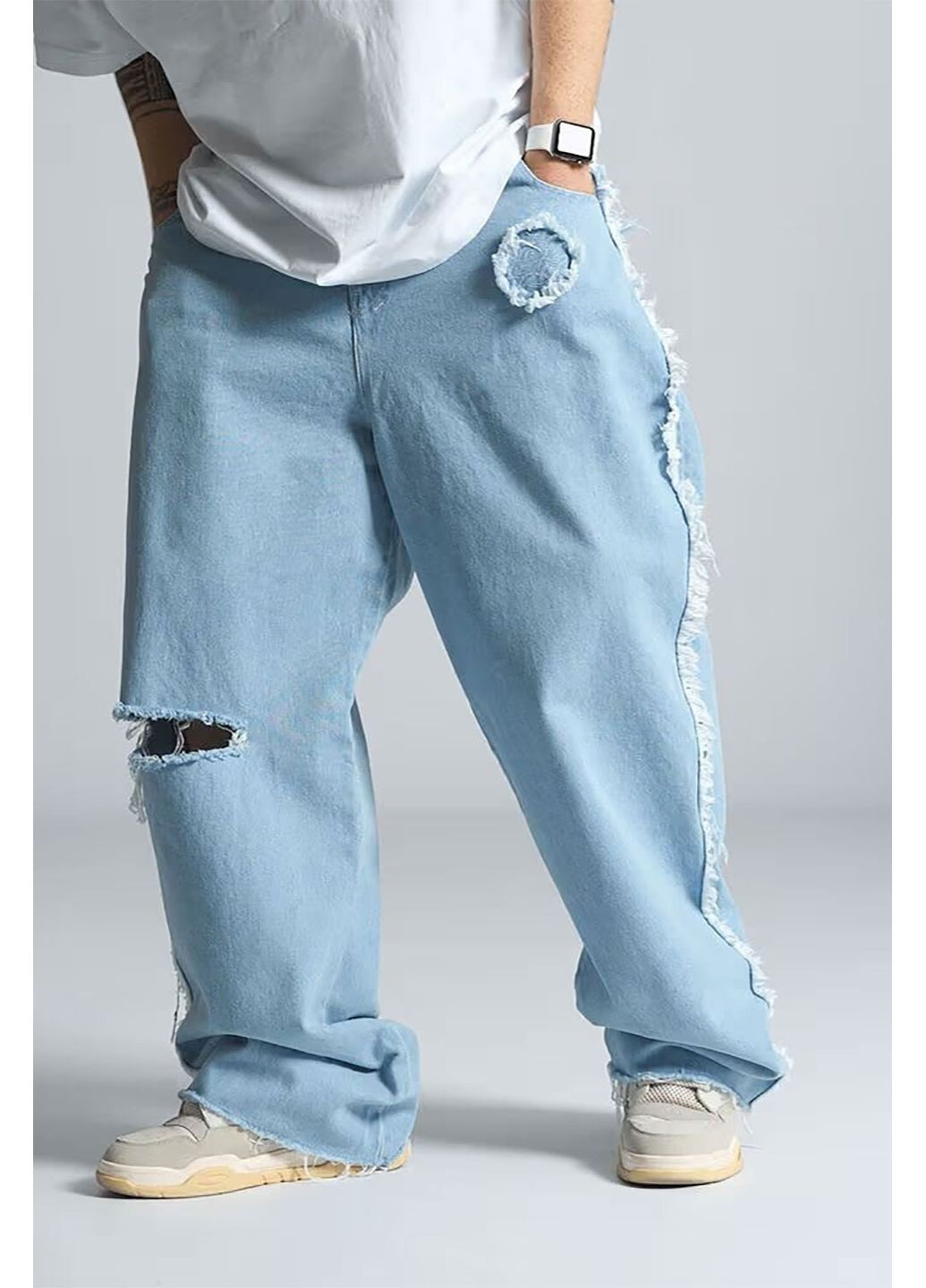 Голубые демисезонные мужские джинсы багги empyreal sky blue OGP