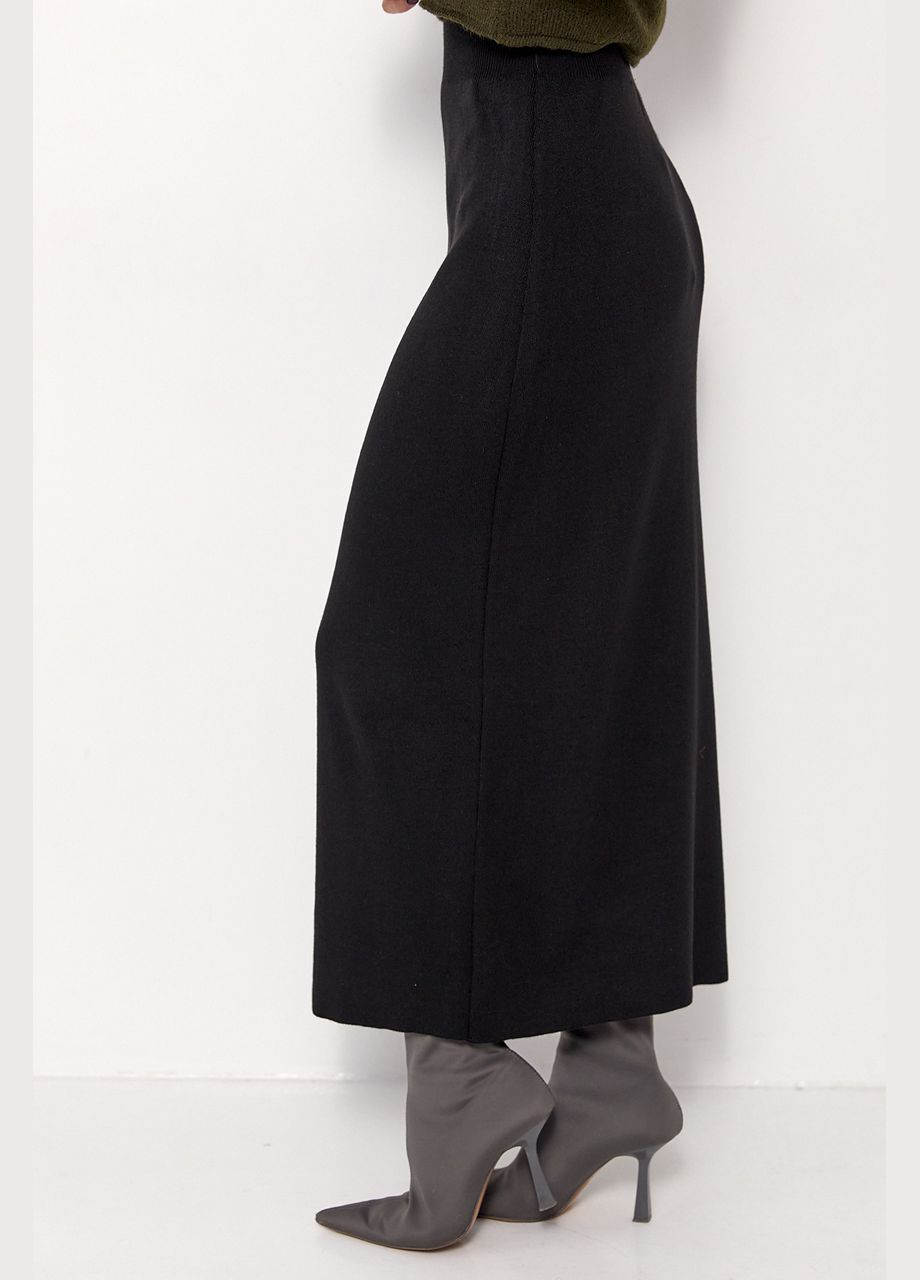 Черная теплая вязаная юбка миди Lurex