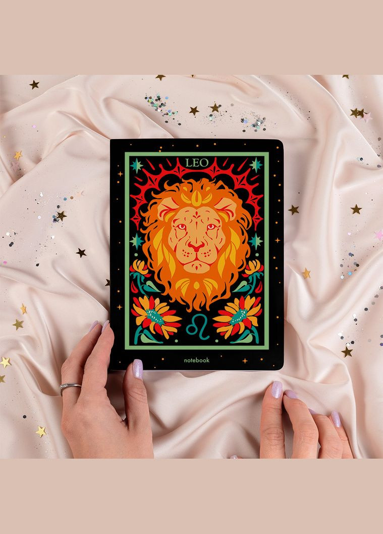 Блокнот у крапку «Знак зодіаку — Лев» чорний 210х148мм 144 сторінок Orner (335820737)