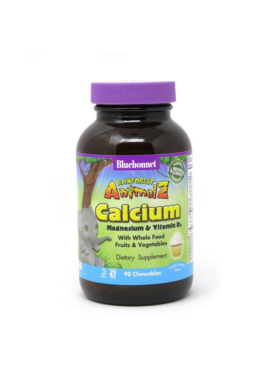 Вітаміни та мінерали Rainforest Animalz Calcium Magnesium Vitamin D3, 90 жовт.таблеток Bluebonnet Nutrition (293341101)