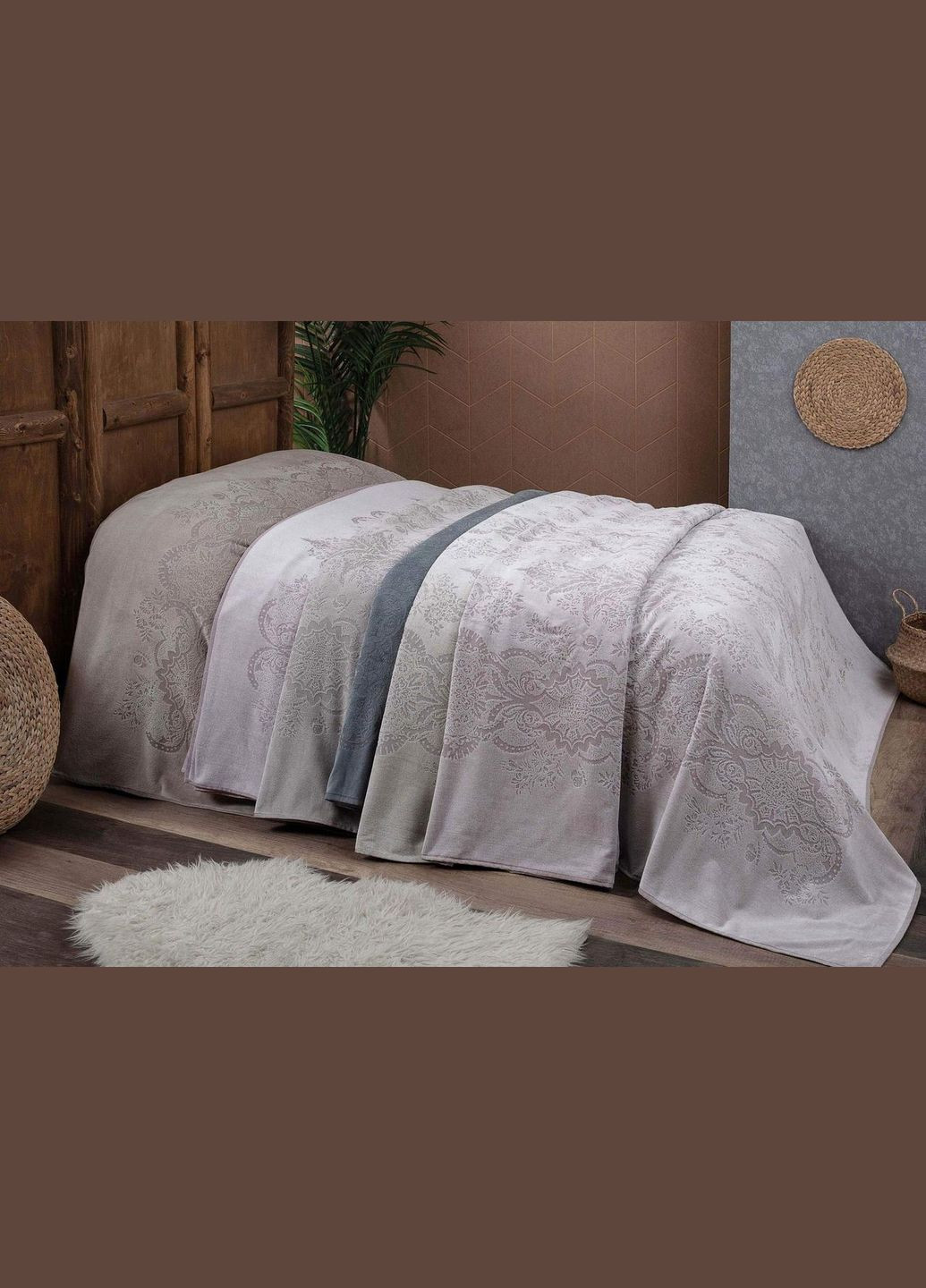 Махрове покривало 220 х 240 см Violet Kahve Pupilla (318381935)