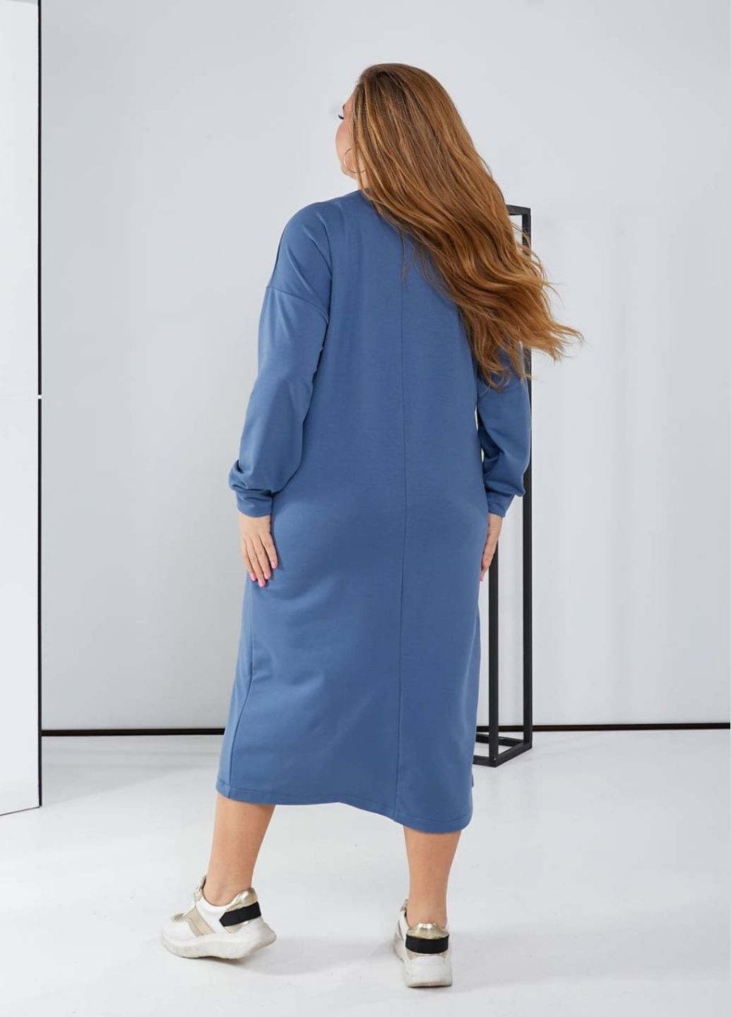 Светло-синее повседневный платье неординарного пошива со шнуровкой No Brand однотонное