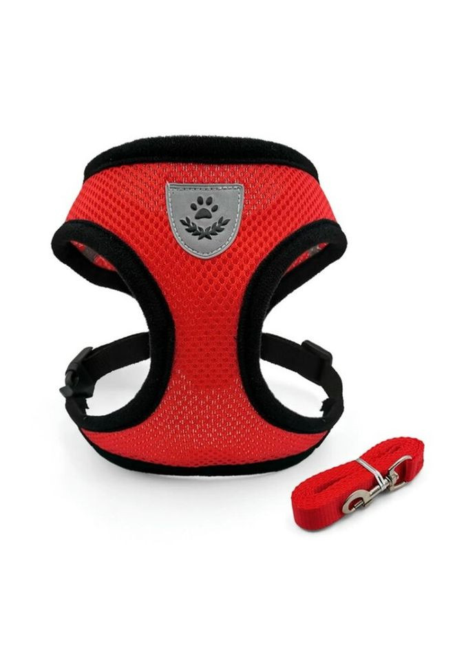 Шлейка для собак з повідцем 12067 L червона No Brand (336022405)