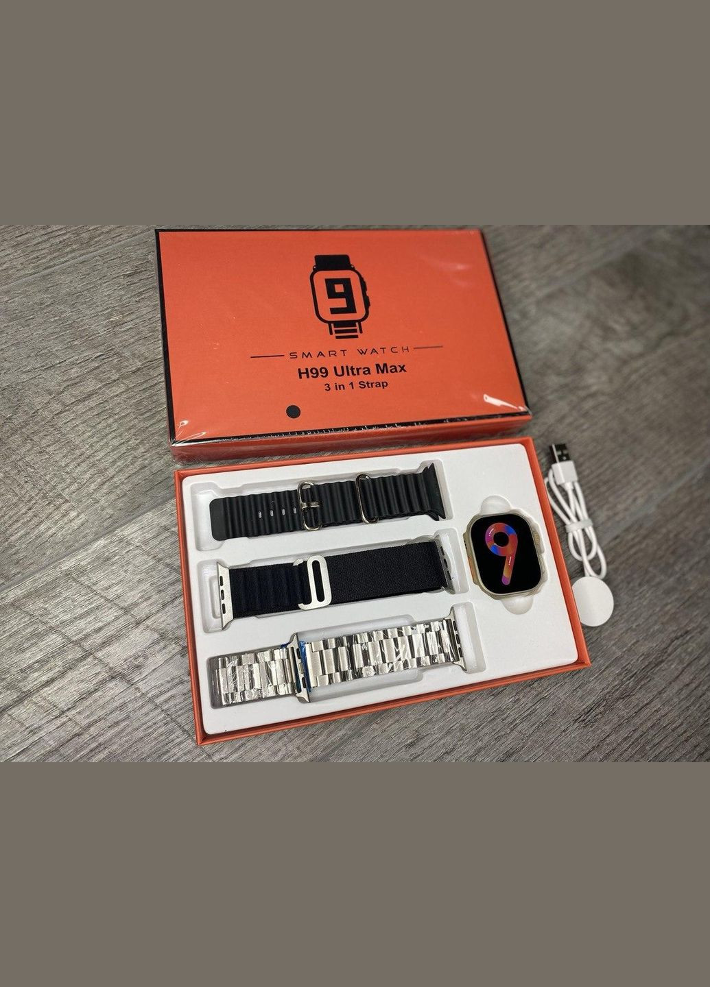 Смарт-часы Smart Watch H99 Ultra Max с 3-мя ремешками Black No Brand (346483749)