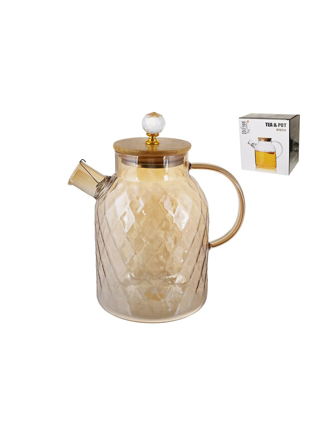 Чайник заварювальний з бамбуковою кришкою, 1.7л No Brand (302067332)