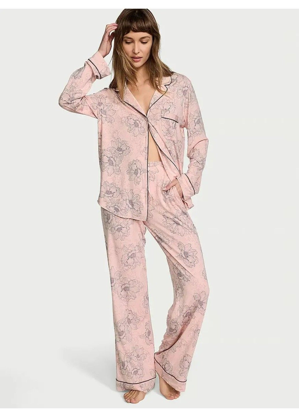 Розовая всесезон пижама с брюками modal long pj set Victoria's Secret
