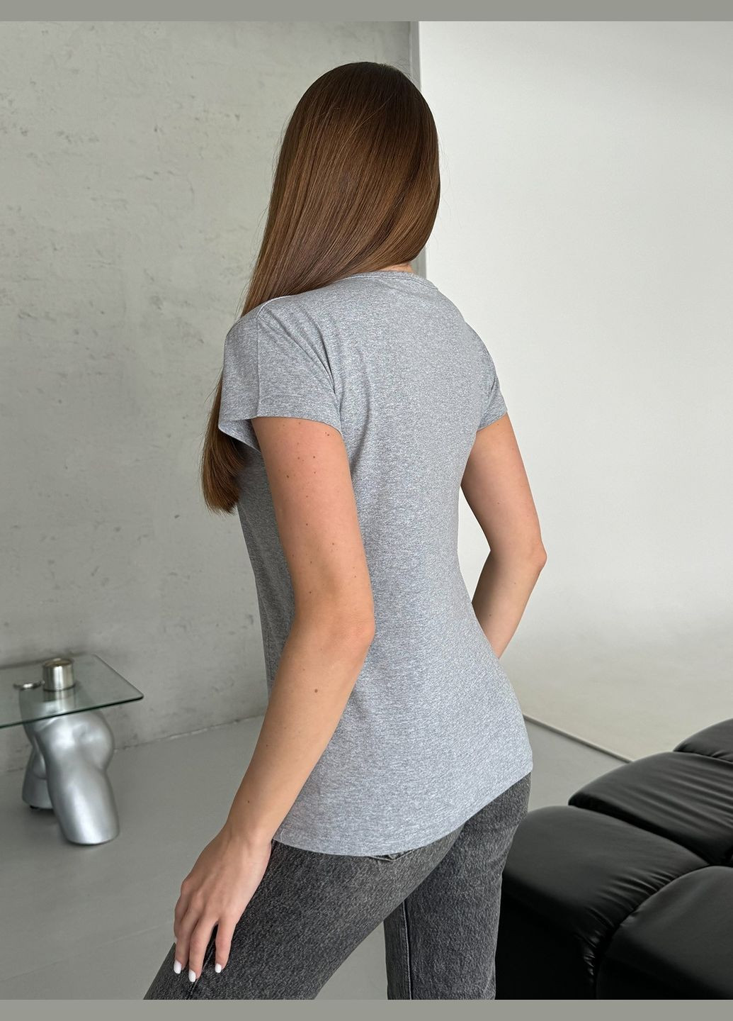 Базова трикотажна однотонна футболка No Brand - (327437811)