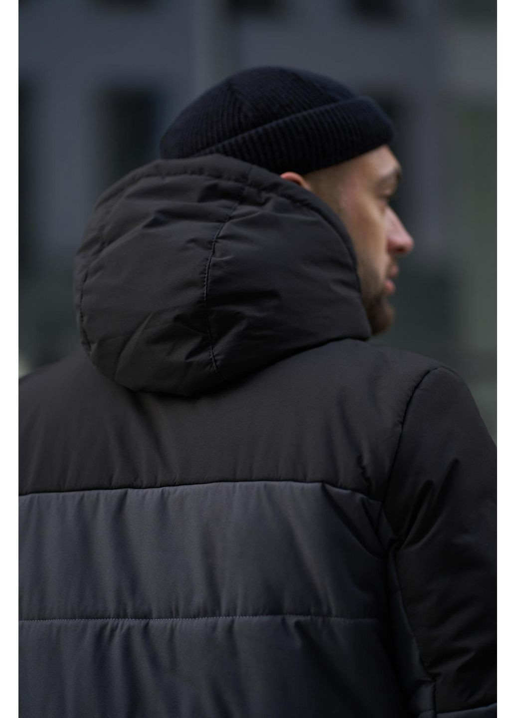 Графітова демісезонна легка та зручна подовжена куртка з капюшоном Vakko