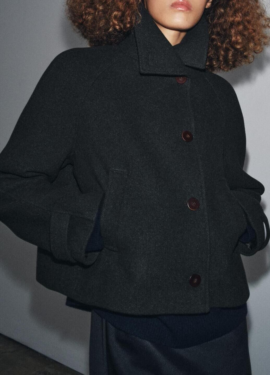 Темно-серое демисезонное Пальто Zara